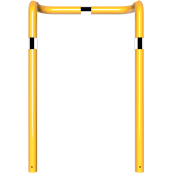 Anti-nudge hoop | double-sided, deep version | steel tube  76 mm | yellow / black | total width: 1000 mm | height above ground: 1150 mm | for casting in concrete